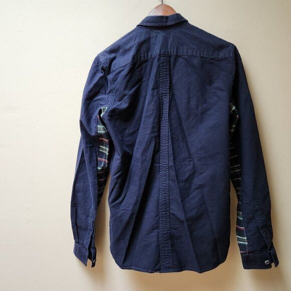 Fred Perry navy plaid trim button up shirt / S - Picture 6 of 6